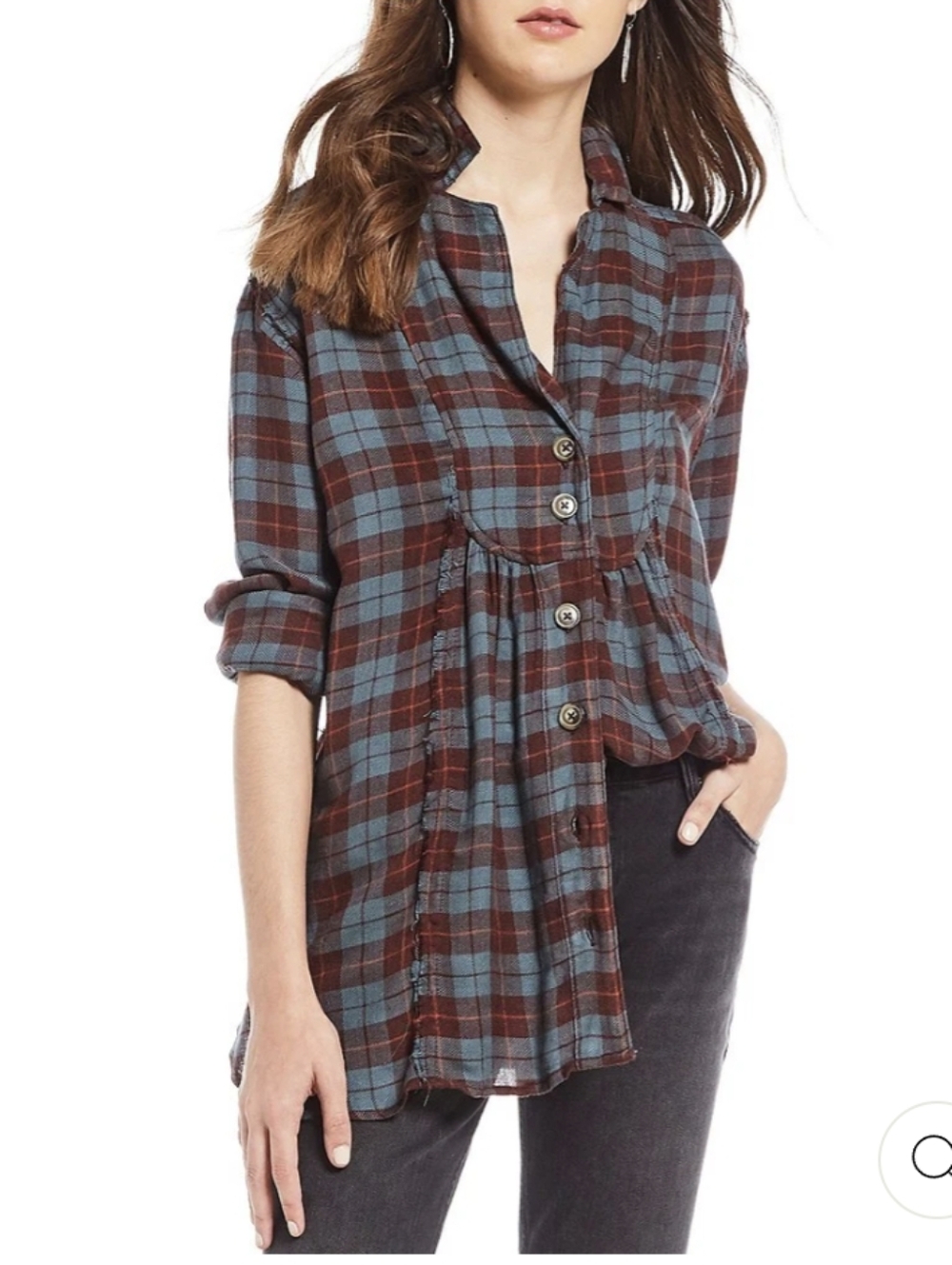Free People "All About The Feels" Plaid Tunic - Picture 1 of 8